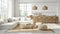 Stylish scandinavian studio light pastels, spacious window, combined living, kitchen, bed