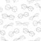 Stylish seamless pattern with hand drawn fashionable sunglasses of different shapes and models on white background