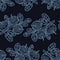 Stylish seamless texture with doodled Baikal berries blueberries