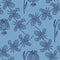 Stylish seamless texture with doodled Baikal lily and orchid