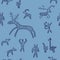 Stylish seamless texture with doodled Baikal petroglyphs