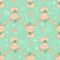 Stylish seamless texture with doodled cartoon rabbits