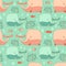 Stylish seamless texture with doodled cartoon whale