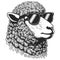 Stylish Sheep with Sunglasses engraving raster