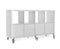 Stylish shelving unit with empty compartments on white background.