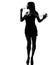 Stylish silhouette woman drinking champagne