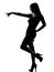 Stylish silhouette woman laughing pointing