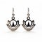 Stylish Silver Lotus Flower Earrings With Bold Black And White Design