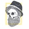 Stylish skull with a beard in a summer hat.