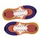 Stylish sneakers with laces top view. Multicolor running shoes, fitness boots. Fashion trainers pair for walking. Modern
