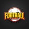 Stylish Soccer Ball and Golden Text Football League on Grey Back