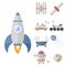 Stylish space ship constellation astrology radar cosmos universe technology meteor science shuttle astronaut rocket