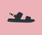 Stylish summer black women\\\'s sandals on white background logo design. Trendy casual, stylish elegant glamour.