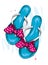 Stylish summer flip flops with a beautiful bow. Fashion footwear. Stylish clothes. Vector illustration.