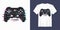 Stylish t-shirt and apparel trendy design with glitchy gamepad,