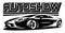 Stylish template for design of advertising at the auto show. Monochrome vector illustration. Text caption for sample