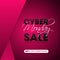Stylish text Cyber Monday Sale with 40% discount offer on pink background.