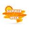 Stylish text Summer Sale Week with 65% Off Offer and Sun on Yell