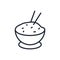 Stylish thin line icon of a plate of rice on a white background - Vector