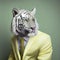 Stylish trendy colourful tiger model portrait