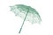 stylish umbrella used in wedding and arti with blue green lace on white background