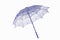 stylish umbrella used in wedding and arti with purple lace on white background