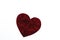 Stylish velvet heart, isolated on white background, valentines g