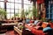 A stylish and vibrant bohemian living room with unique interior design, Generative Ai
