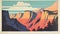 Stylish Vintage Kings Canyon National Park Cliff Postcard With Color Blocking