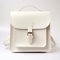 Stylish White Leather Backpack With Buckle And Carry Handle