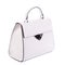 Stylish white leather women\\\'s handbag with a top handle, a black trim