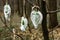 stylish wicker heart in white rustic theme, arrangement for wedding ceremony in forest