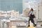 Stylish Woman Carrying Groceries Crosses Scenic San Francisco Street