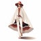 Stylish Woman Walking With Cape And Hat - Retro Glamor Illustration