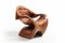 Stylish wooden chair isolated on light background. Design armchair made of wood. Modern interior furniture detail