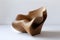 Stylish wooden chair isolated on light background. Design armchair made of wood. Modern interior furniture detail