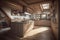 Stylish wooden kitchen interior in modern Swiss chalet