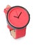 Stylish wrist watch on white background. Fashion