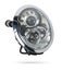 Stylish xenon headlight of a German car - optical equipment with a lamp inside on a white isolated background. Spare part for auto