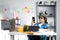 Stylish Young Professional Checking Smartphone, Legs on Table While Working on Summer Vacation at Office