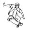 Stylish young skater on Skateboard. Hand-drawn outline