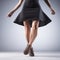 Stylish Young Woman In Black Skirt And Heels: Overexposure Effect
