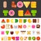 Stylish yummy food letters and numbers latin font