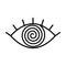 Stylistic human eye spiral. The concept of esotericism and the third eye in many religions. logo.