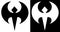 Stylization of the bat in two versions of the abstract minimalist logo