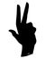 Stylization drawing of a man`s hand with three bent fingers. Silhouette illustration