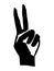 Stylization of a male hand with two fingers up, the sign