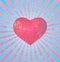 Stylize pink heart on blue light shine BG
