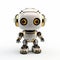 Stylized 3d Robot With Gold And White On White Background