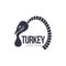 Stylized abstract side view turkey graphic logo template